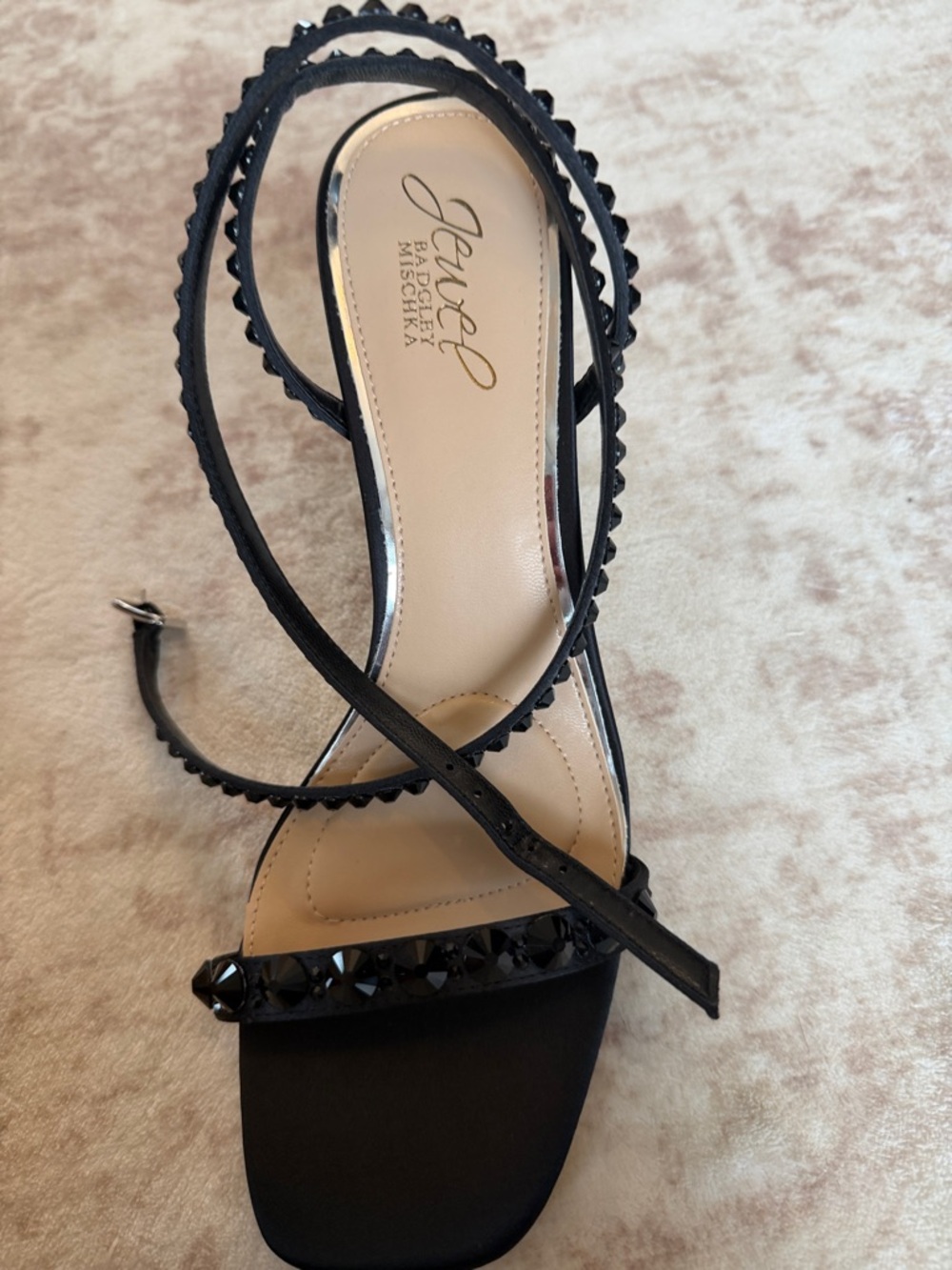 Jewel Badgley Mischka Black Jeweled Strappy Sandal
